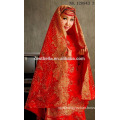 Plus size Arabic Lace long sleeve Gelinlik Turkish Muslim Red hijab Wedding dress